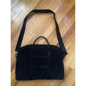 Vera Bradley Black Quilted Laptop Bag Work Travel Carry On Shoulder Bag 11 X 15‎